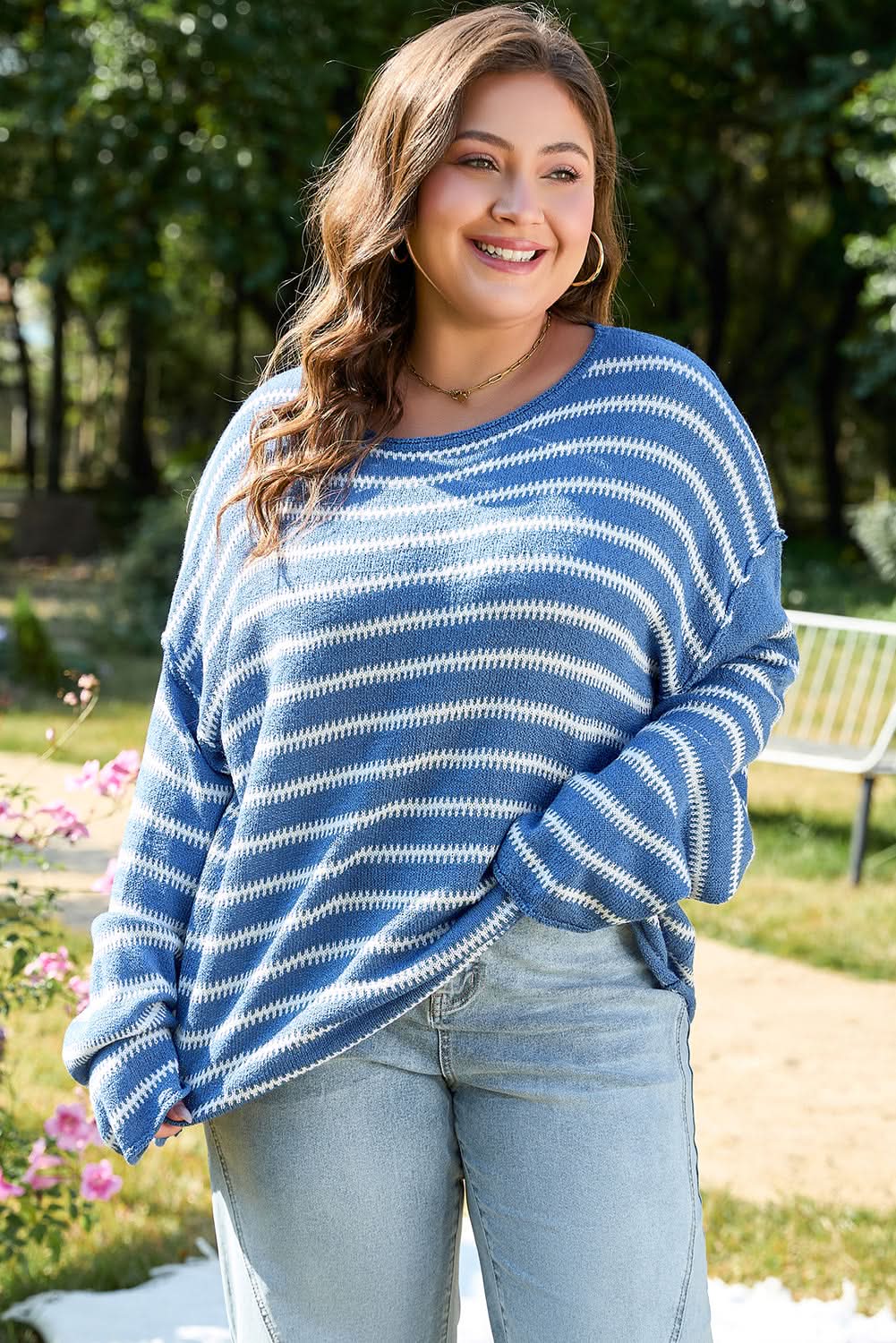 Chic plus size striped sweater - Love Salve